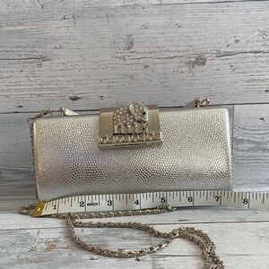 Elegant Silver Clutch with Chain Strap